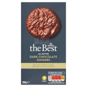 Morrisons The Best Dark Chocolate & Ginger Biscuits - 200g imported British grocery product available in Canada