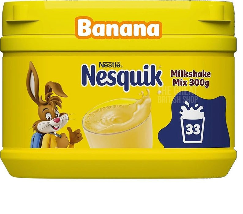 Nesquik Banana Flavoured Milkshake Mix - 300g imported British grocery product available in Canada