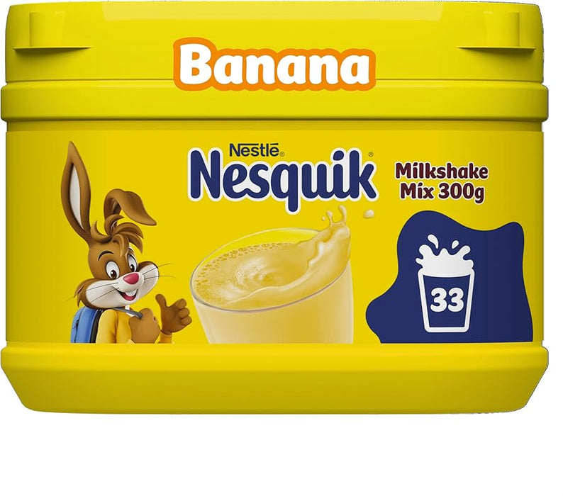 Nesquik Banana Flavoured Milkshake Mix - 300g imported British grocery product available in Canada