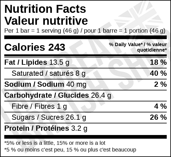 Nestle Yorkie Milk - 3 pack nutrition facts label / valeur nutritive