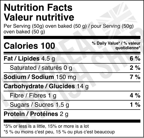Aunt Bessie's Sage & Onion Stuffing Mix - 240g nutrition facts label / valeur nutritive