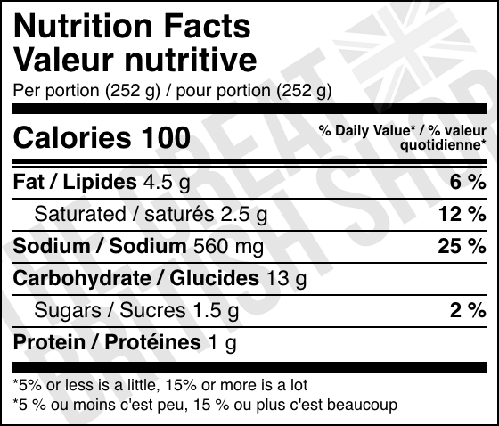 Batchelors Cup A Soup Chicken & Leek - 4 Pack nutrition facts label / valeur nutritive