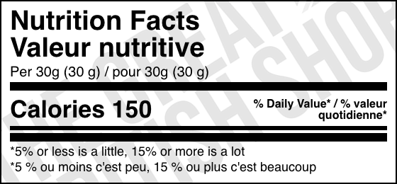 Savoursmiths Desert Salt - 40g nutrition facts label / valeur nutritive