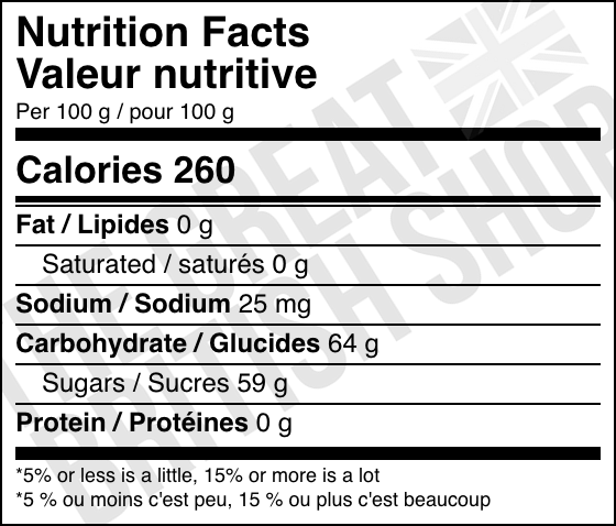 Stute No Sugar Added Fine Cut Orange Marmalade - 430g nutrition facts label / valeur nutritive