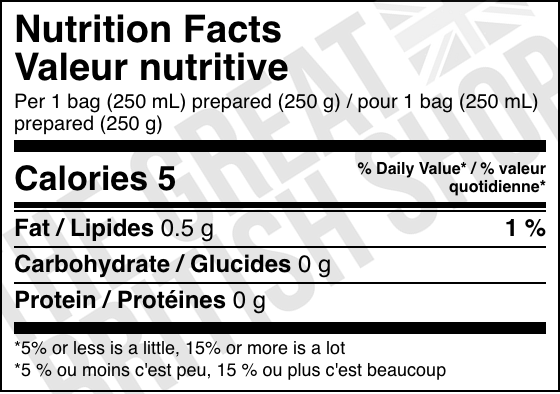 Yorkshire Tea Gold - 80 Tea Bags nutrition facts label / valeur nutritive