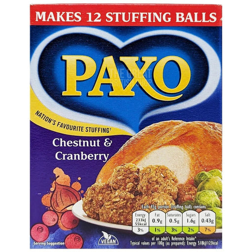 Paxo Chestnut & Cranberry - Makes 12 imported British grocery product available in Canada