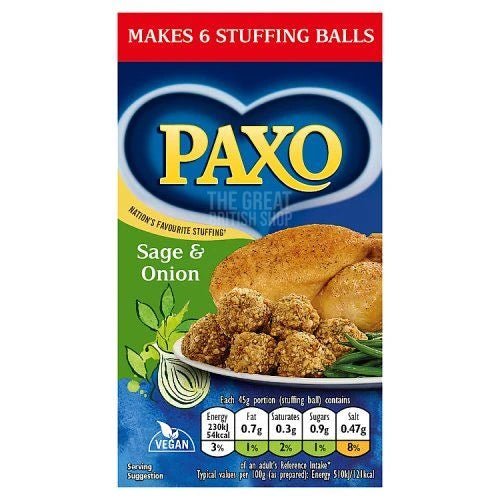 Paxo Sage & Onion Stuffing - Makes 6 imported British grocery product available in Canada