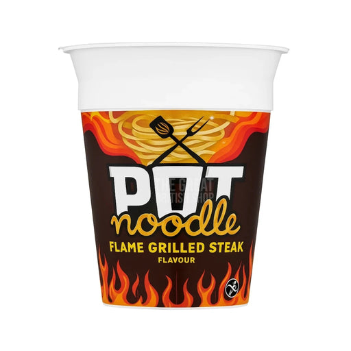 Pot Noodle Flame Grilled Steak - 90g imported British grocery product available in Canada