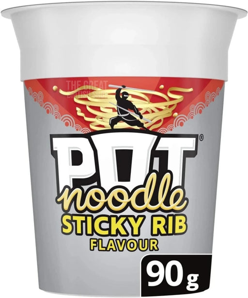 Pot Noodle Sticky Rib - 90g imported British grocery product available in Canada