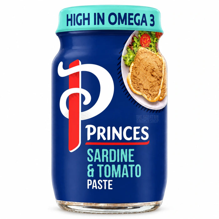 Princes Sardine and Tomato Paste - 75g, front view of the product packaging
