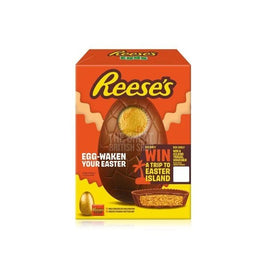 Reese's Hollow Egg With Butter Cup 92g: front of the box showing the chocolate egg and a peanut butter cup.