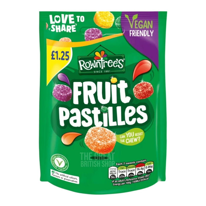 Rowntree's Fruit Pastille Pouch - 114g imported British grocery product available in Canada