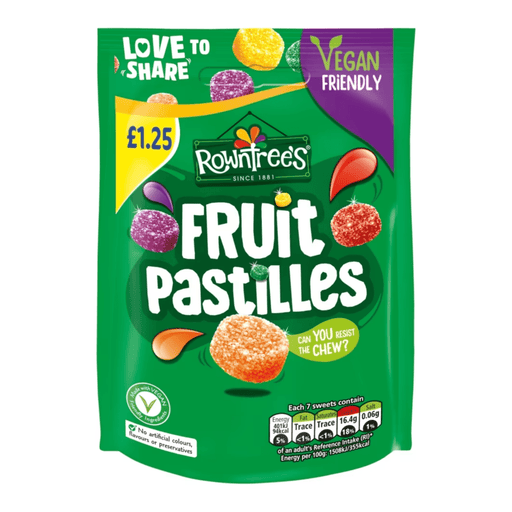 Rowntree's Fruit Pastille Pouch Vegan - 10 x 114g | British Store Online | The Great British Shop