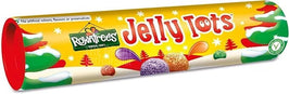 Rowntree's Jelly Tots Giant Tube 115g: the front of the tube with a festive Christmas design.