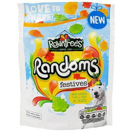 Rowntree's Randoms Festives 130g: front of the sharing bag showing assorted festive sweet shapes.