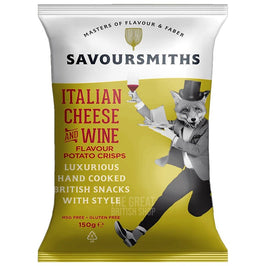 Savoursmiths Italian Cheese & Port 40g: front of the crisp packet with fox illustration