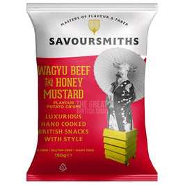 Savoursmiths Wagyu Beef & Honey Mustard 40g - front of the crisps pack with cow illustration