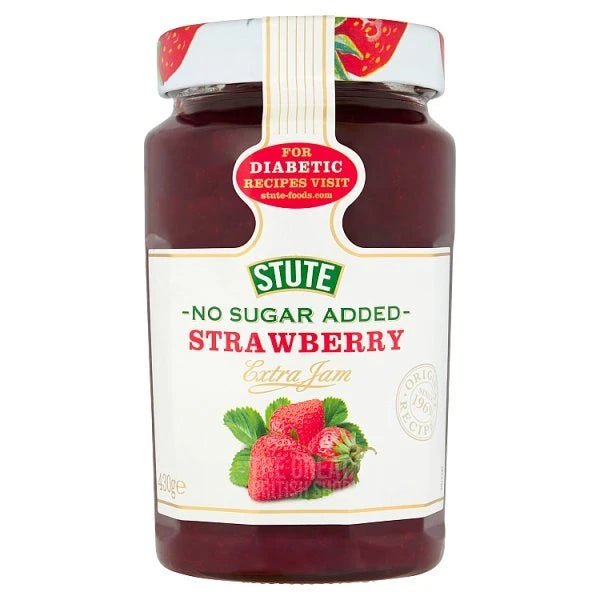Stute No Sugar Added Strawberry Jam - 430g imported British grocery product available in Canada