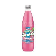 Swizzels Squashie Bubblegum 1L: front of the pink bottle with silver cap and label.