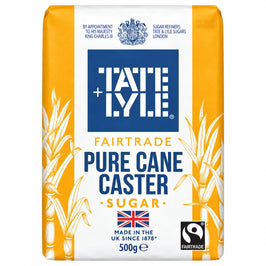 Tate Lyle Pure Cane Caster Sugar - 500g, front view of the product packaging