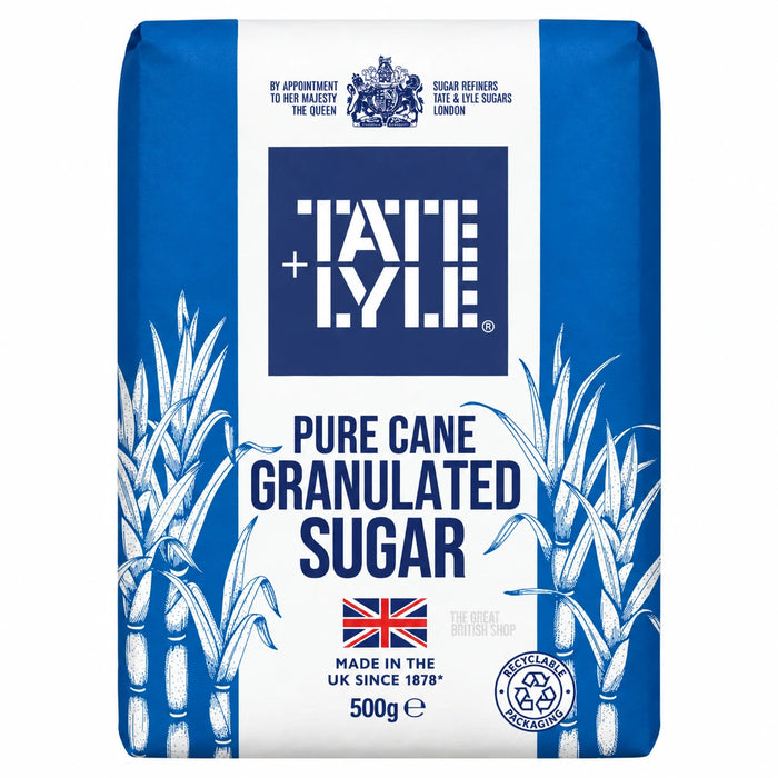 Tate Lyle Pure Cane Granulated Sugar - 500g, front view of the product packaging