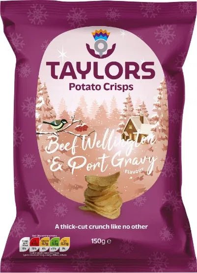 Taylors Beef Wellington & Port Gravy Crisps - 150g imported British grocery product available in Canada