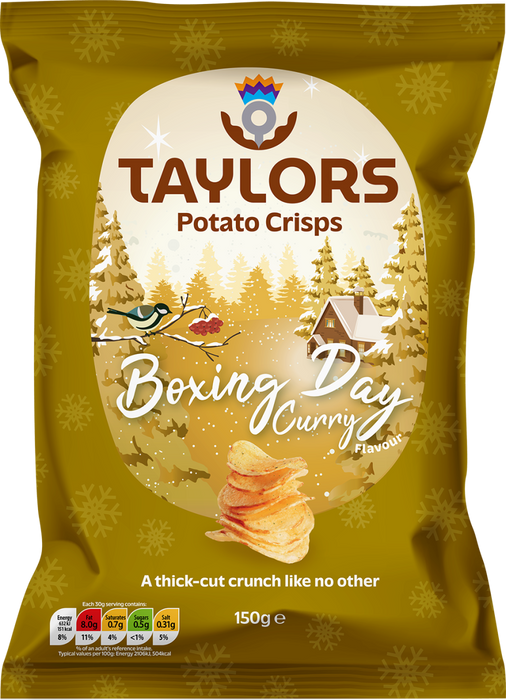 Taylors Boxing Day Curry Crisps - 150g imported British grocery product available in Canada