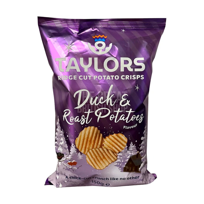 Taylors Duck & Roast Potato Ridge Cut Crisps - 150g imported British grocery product available in Canada