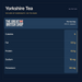 The Great British Shop nutrition summary for Yorkshire Tea — TAYLORS OF HARROGATE / 80 TEA BAGS. Per tea bag 250 ml · prepared.