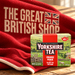 Yorkshire Tea Orange Pekoe, 80 tea bags, with The Great British Shop name woven into red wool on a wooden table.