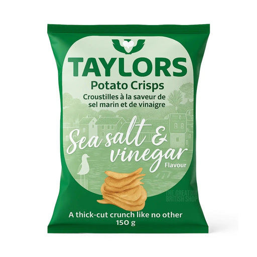 Taylors Sea Salt & Vinegar Potato Crisps - 150g imported British grocery product available in Canada