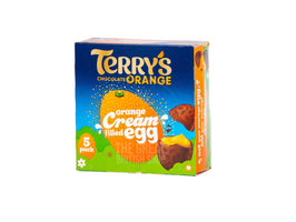 Terry's Chocolate Orange Cream Filled Egg 5 Pack: front and side of the box.