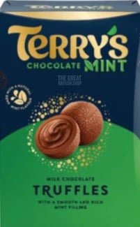 Terry's Milk Chocolate Mint Truffles 200g - front of the box showing two truffles