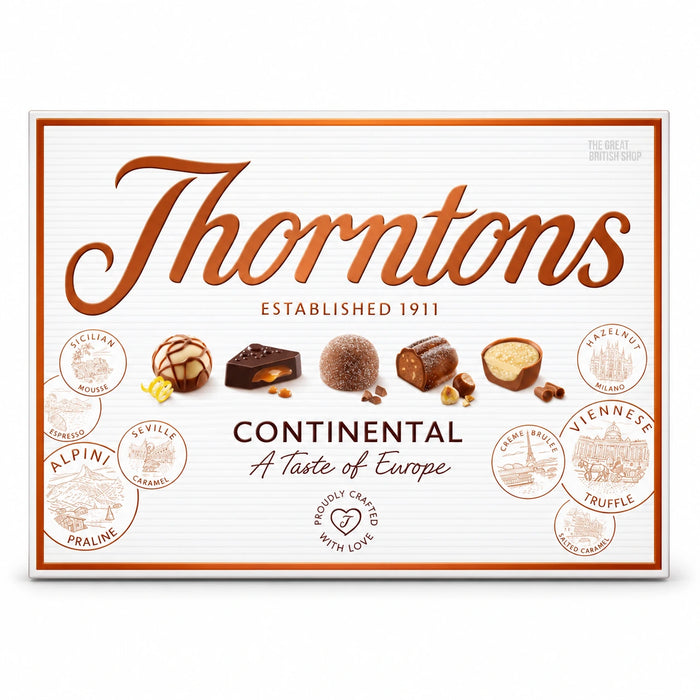 Thorntons Continental - 131g, front view of the UK packaging