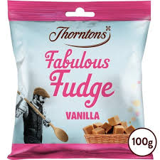 Thornton's Vanilla Fudge Bag - 100g imported British grocery product available in Canada