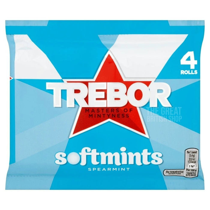 Trebor Softmint Spearmint Rolls - 4 Pack imported British grocery product available in Canada