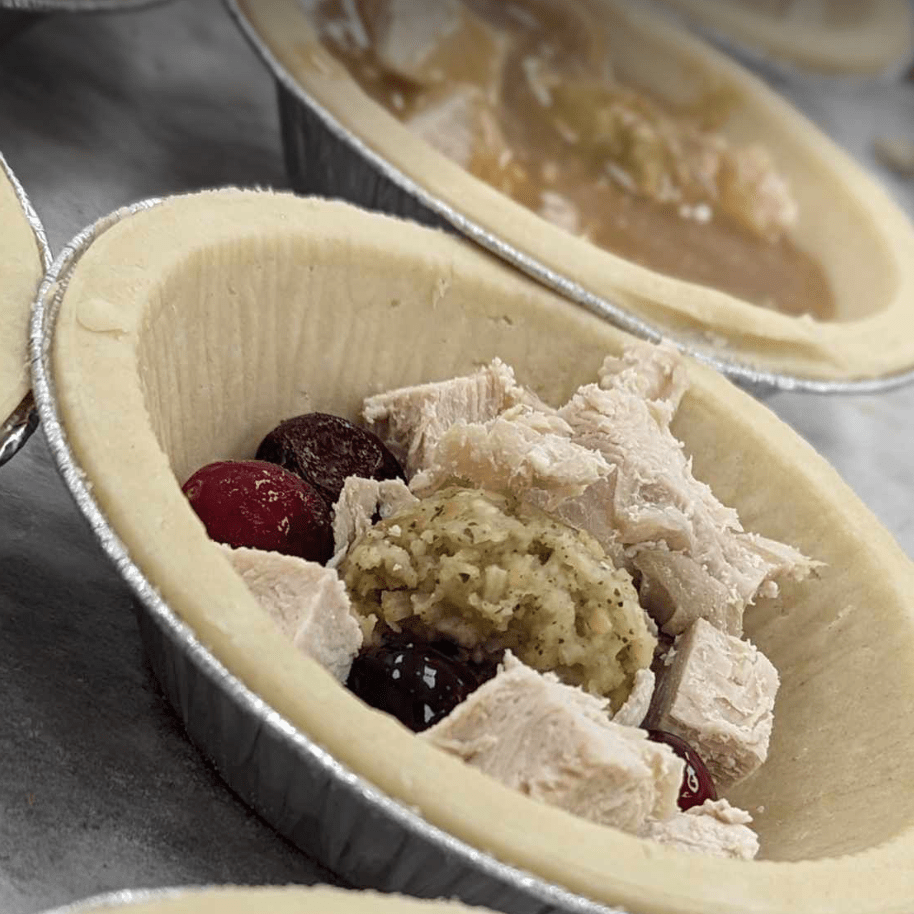 Turkey, Cranberry & Stuffing Pie from The Great British Shop bakery in Halifax