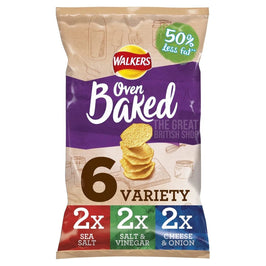 Walkers Oven Baked 6 Variety: front of the multipack bag showing all three flavours