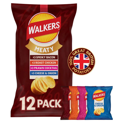 Walkers Crisps Meaty - 12 Pack imported British grocery product available in Canada
