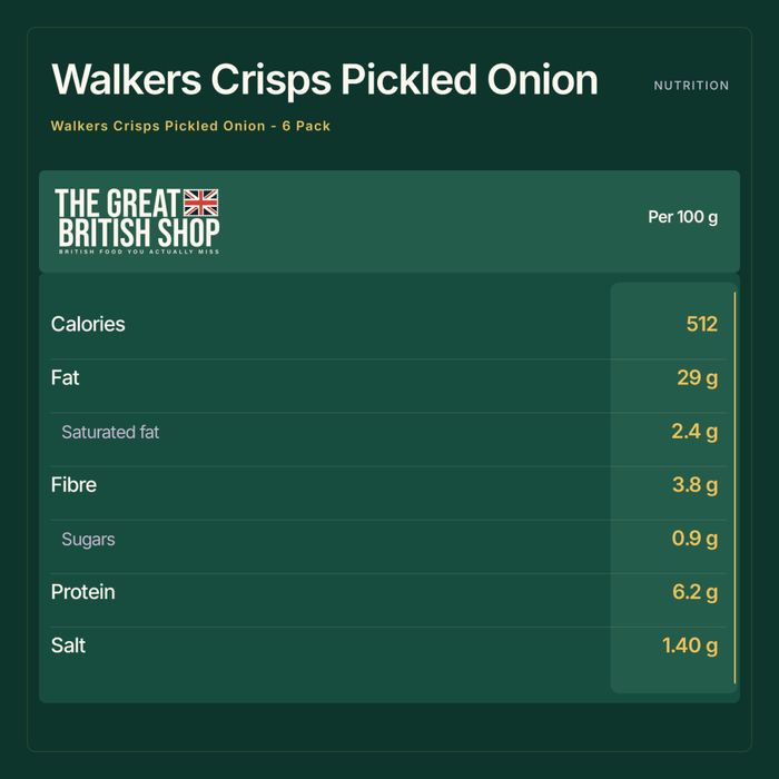 Walkers Crisps Pickled Onion - 6 Pack imported British grocery product available in Canada