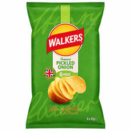 Walkers Crisps Pickled Onion - 6 Pack, front view of the product packaging
