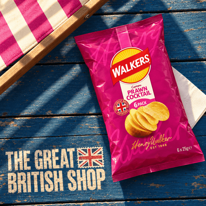 Walkers Crisps Prawn Cocktail - 6 pack imported British grocery product available in Canada
