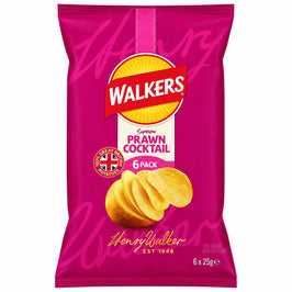 Walkers Crisps Prawn Cocktail - 6 pack, front view of the product packaging