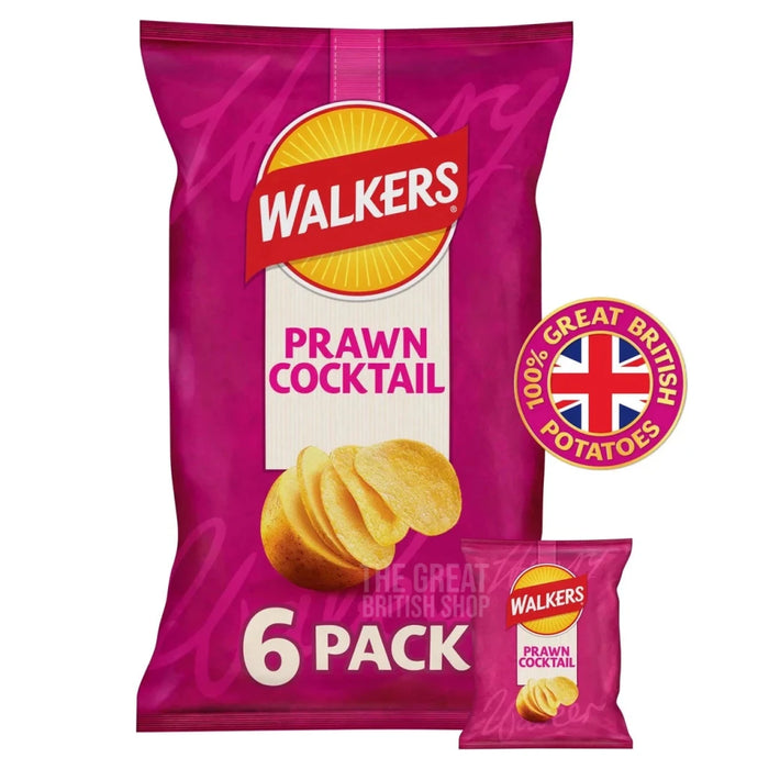 Walkers Crisps Prawn Cocktail - 6 pack imported British grocery product available in Canada