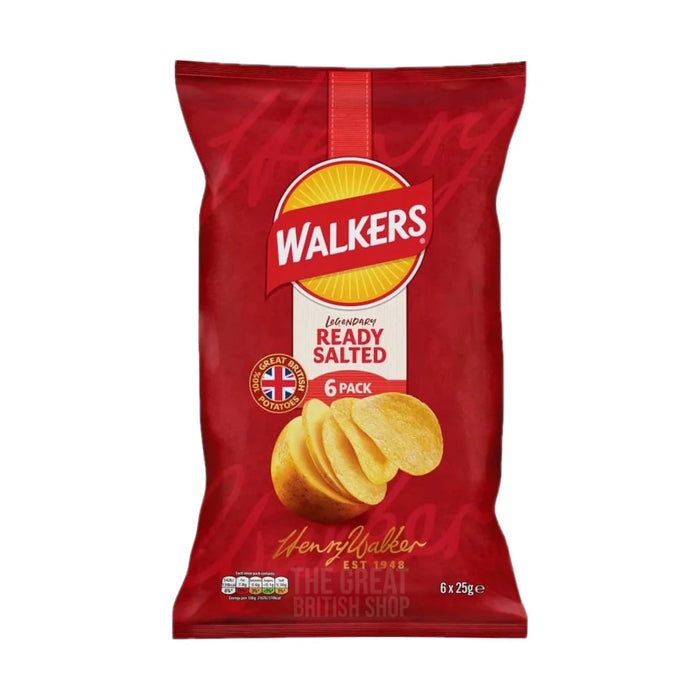 Walkers Crisps Ready Salted - 6 Pack imported British grocery product available in Canada