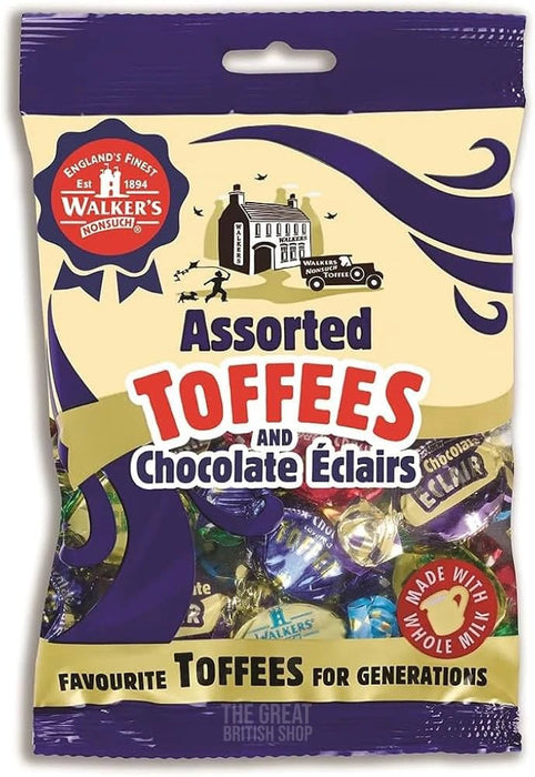 Walker's Nonsuch Assorted Toffees & Chocolate Eclairs - 150g imported British grocery product available in Canada
