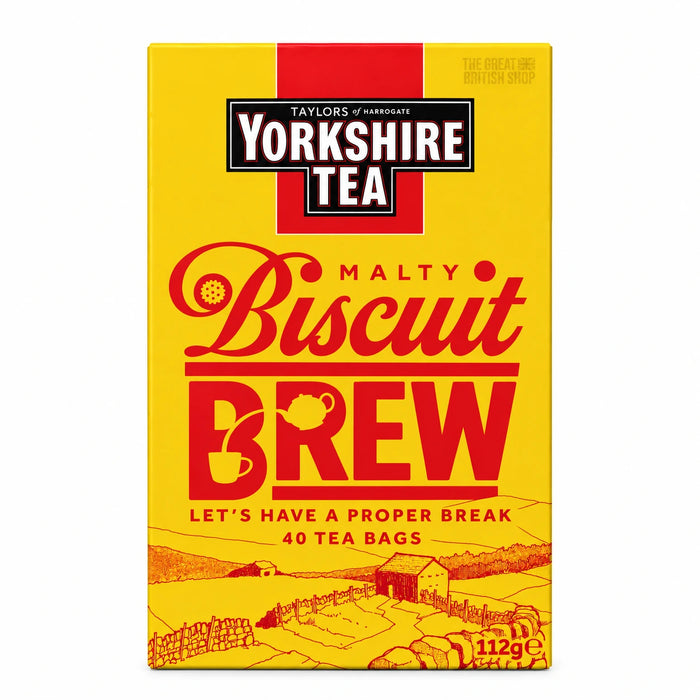 Yorkshire Tea Malty Biscuit Brew - 40 Teabags, front view of the tea box