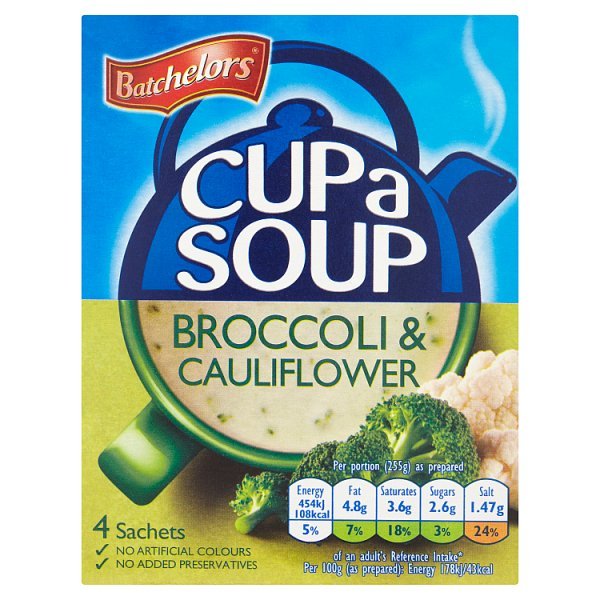 Batchelors Cup A Soup Brocolli & Cauliflower - 4 Pack 88g | British Store Online | The Great British Shop