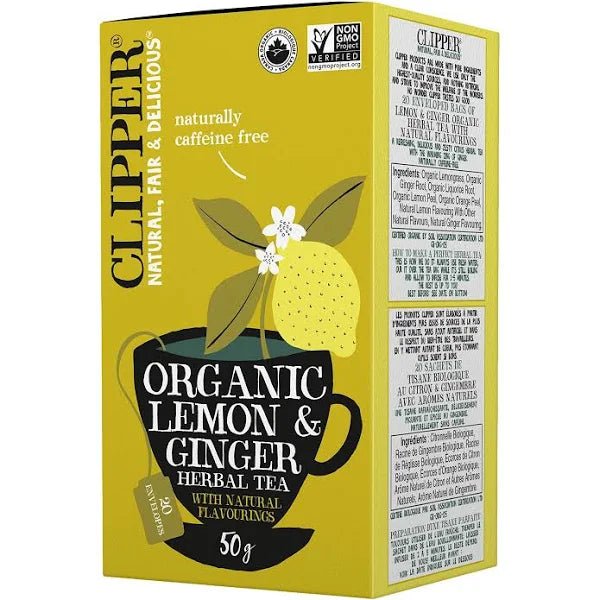 Clipper Organic Lemon and Ginger Herbal Tea | British Store Online | The Great British Shop