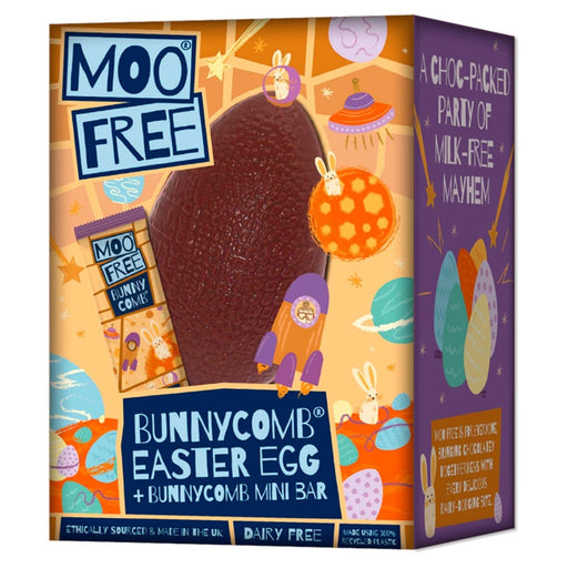 Moo Free Vegan BunnyComb Easter Egg and Choccy Buttons - 95g | British Store Online | The Great British Shop